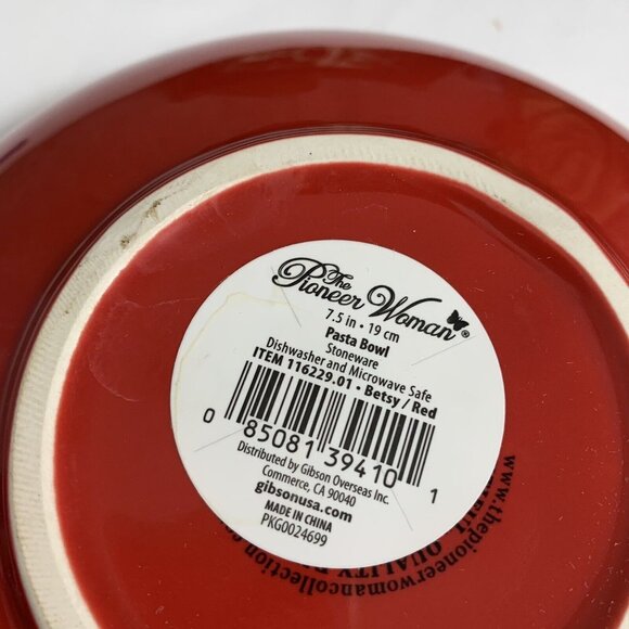 Pioneer Woman Pasta Bowl 7.5 Inch Red White Floral Print - Picture 4 of 5